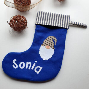 calza della befana babbo natale blu